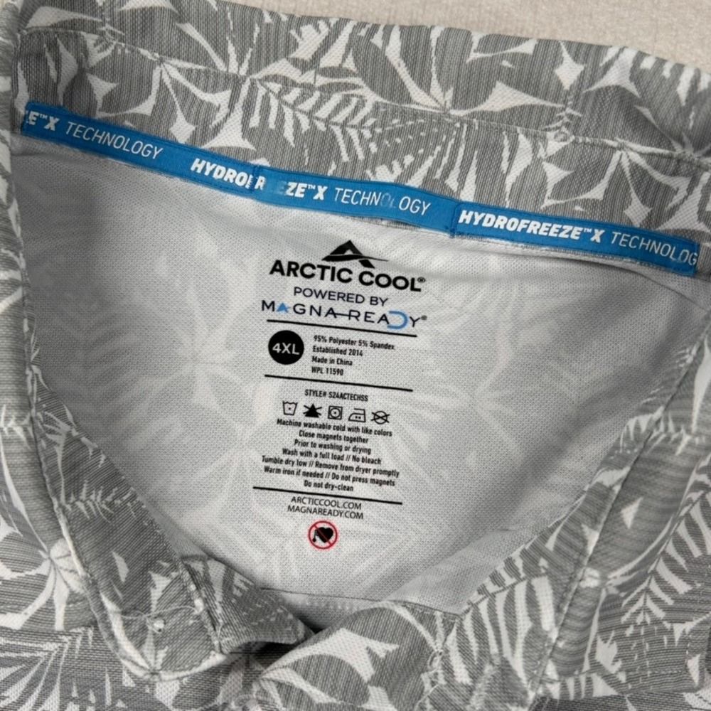 Arctic Cool MagnaReady Shirt Mens 4XL Magnetic Buttons Floral Leaf Hydrofreeze X - Picture 3 of 6